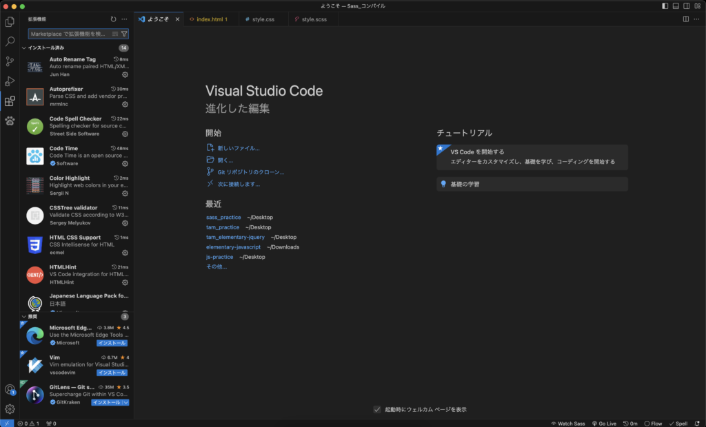 VSCode起動画面